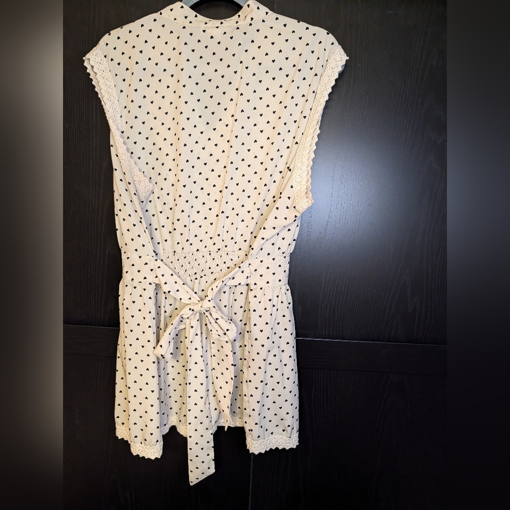 Rebellion Hearts Cream Lace Heart Print Tunic Top 3X Coquette Romantic - Picture 3 of 6